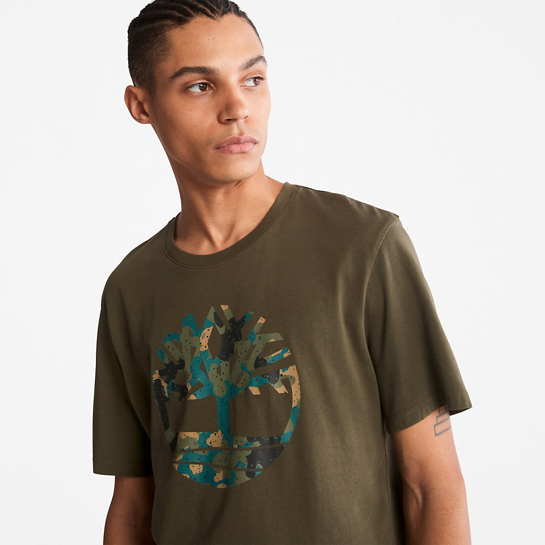 Timberland Mens Camo-Logo T-Shirt for Men in Dark Green