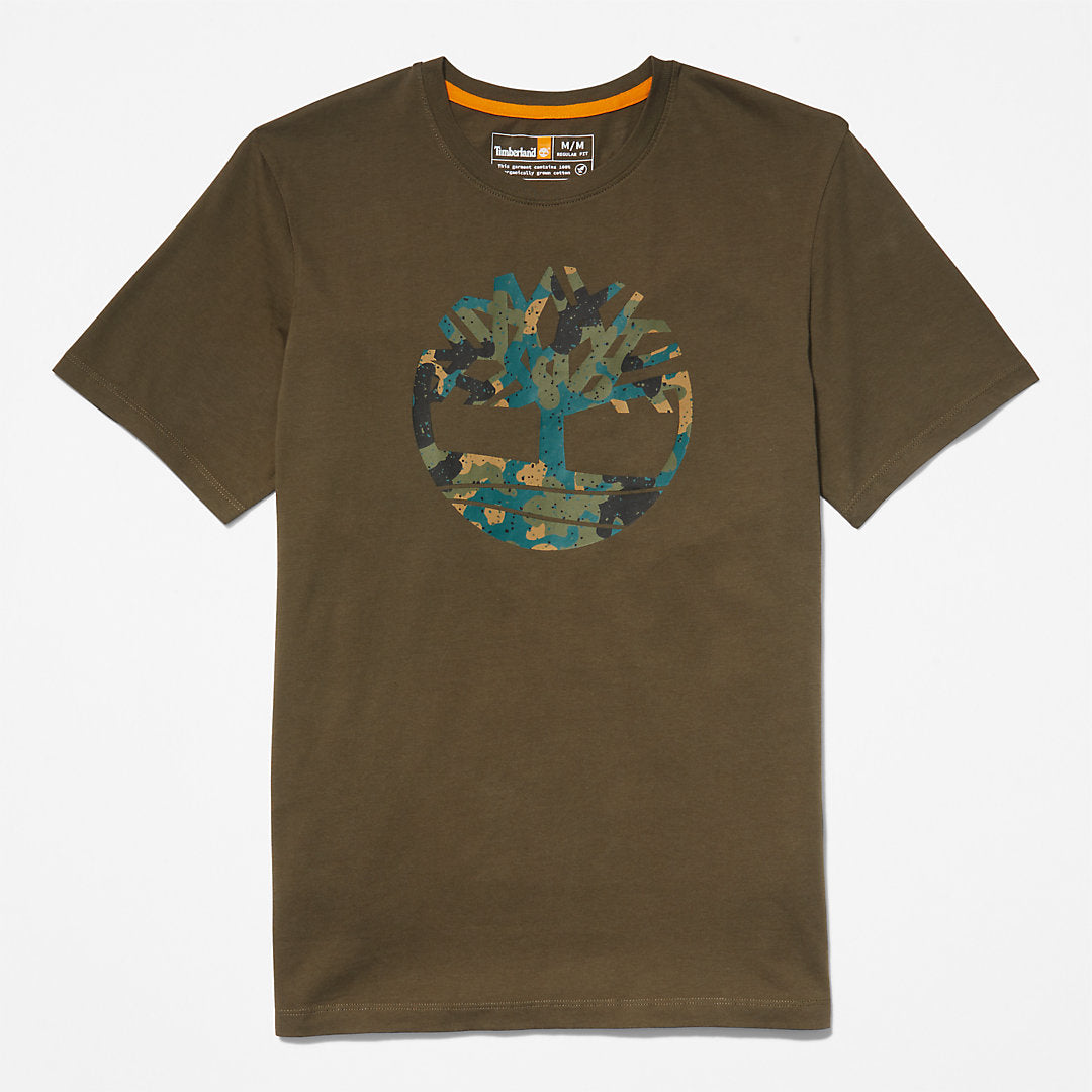 Timberland Mens Camo-Logo T-Shirt for Men in Dark Green