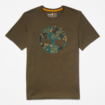 Timberland Mens Camo-Logo T-Shirt for Men in Dark Green