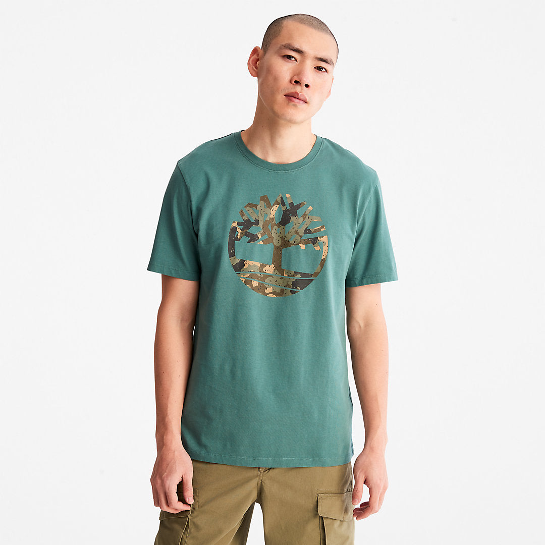 Timberland Mens Camo-Logo T-Shirt for Men in Light Green