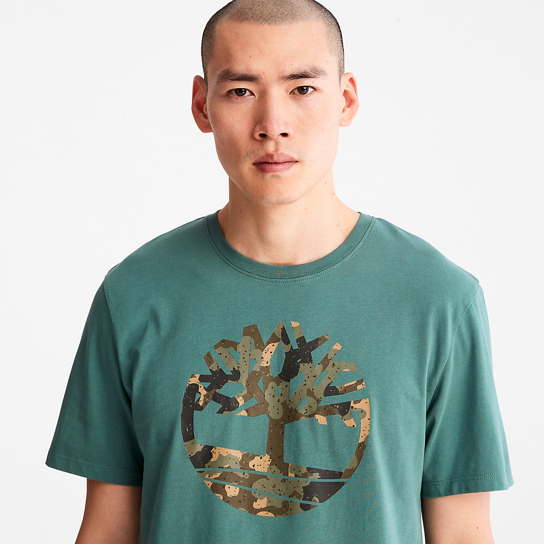 Timberland Mens Camo-Logo T-Shirt for Men in Light Green