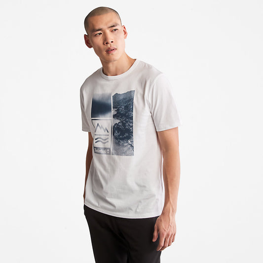Timberland Mens Mountains-to-Rivers Print T-Shirt for Men in White