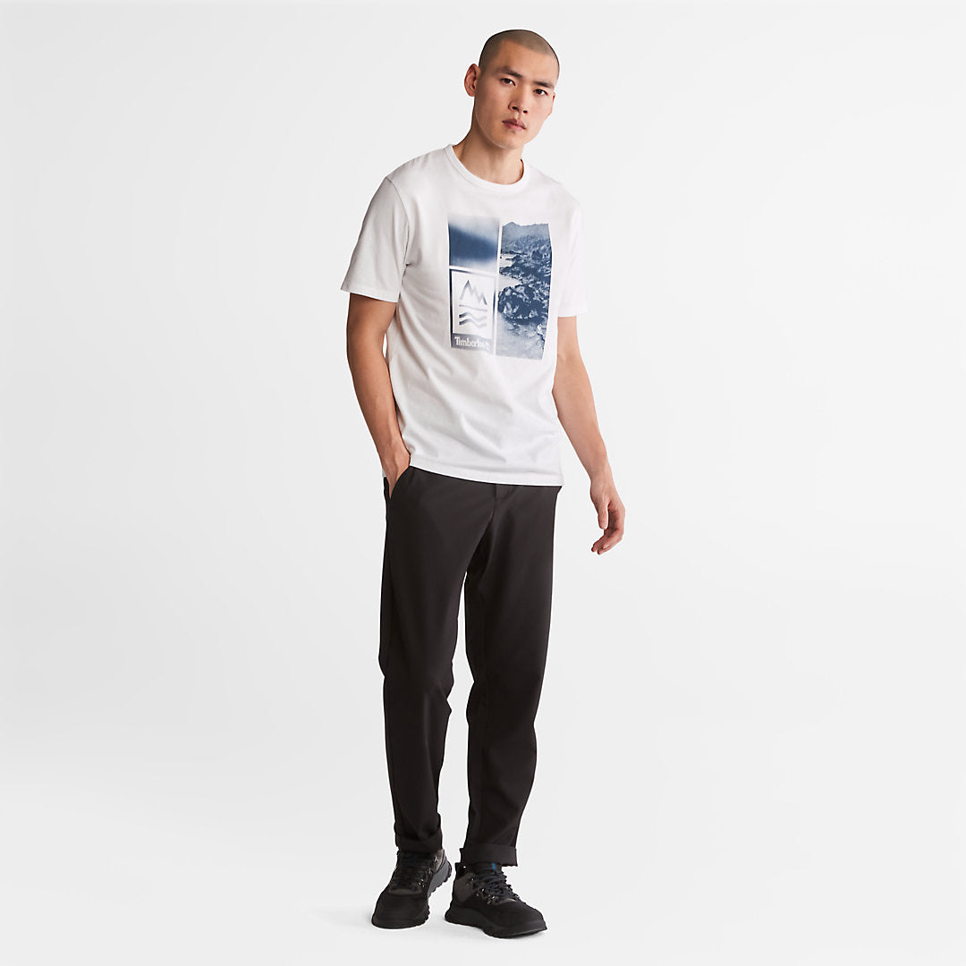 Timberland Mens Mountains-to-Rivers Print T-Shirt for Men in White