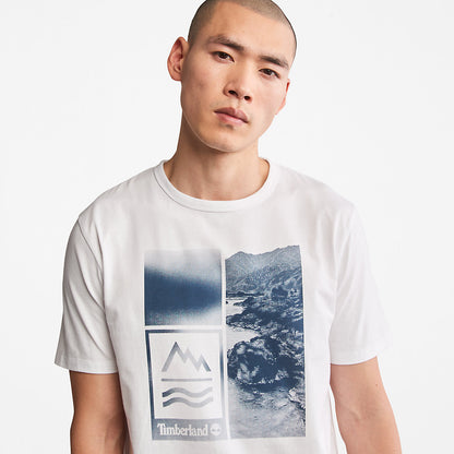 Timberland Mens Mountains-to-Rivers Print T-Shirt for Men in White