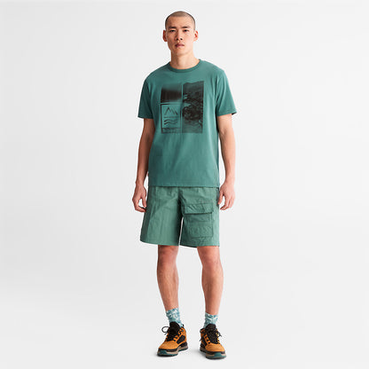 Timberland Mens Mountains-to-Rivers Print T-Shirt for Men in Green