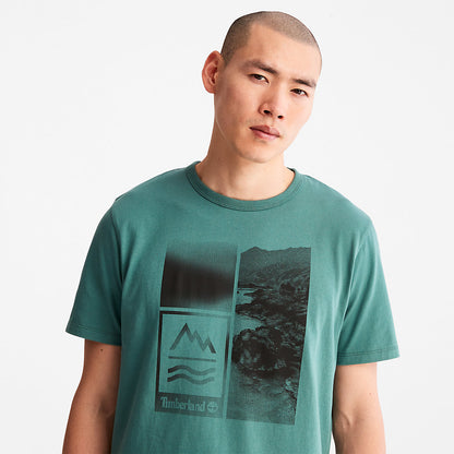 Timberland Mens Mountains-to-Rivers Print T-Shirt for Men in Green