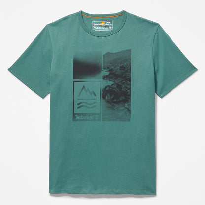 Timberland Mens Mountains-to-Rivers Print T-Shirt for Men in Green