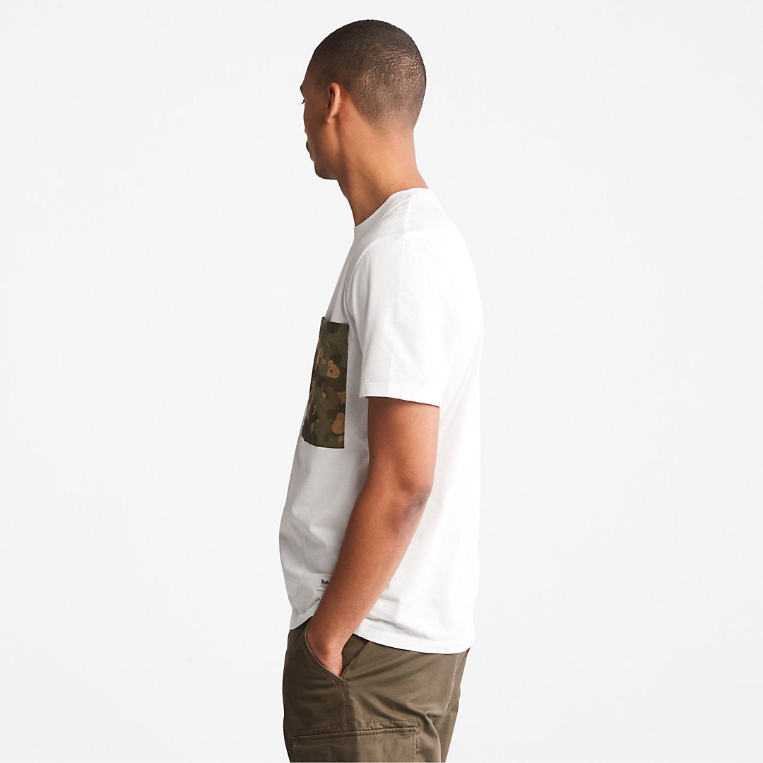 Timberland Mens Outdoor Heritage Camo-Pocket T-Shirt for Men in White