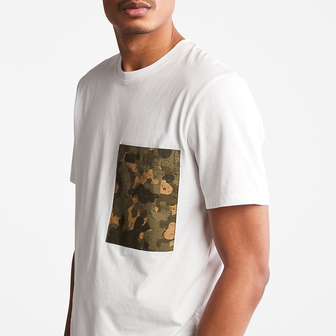 Timberland Mens Outdoor Heritage Camo-Pocket T-Shirt for Men in White