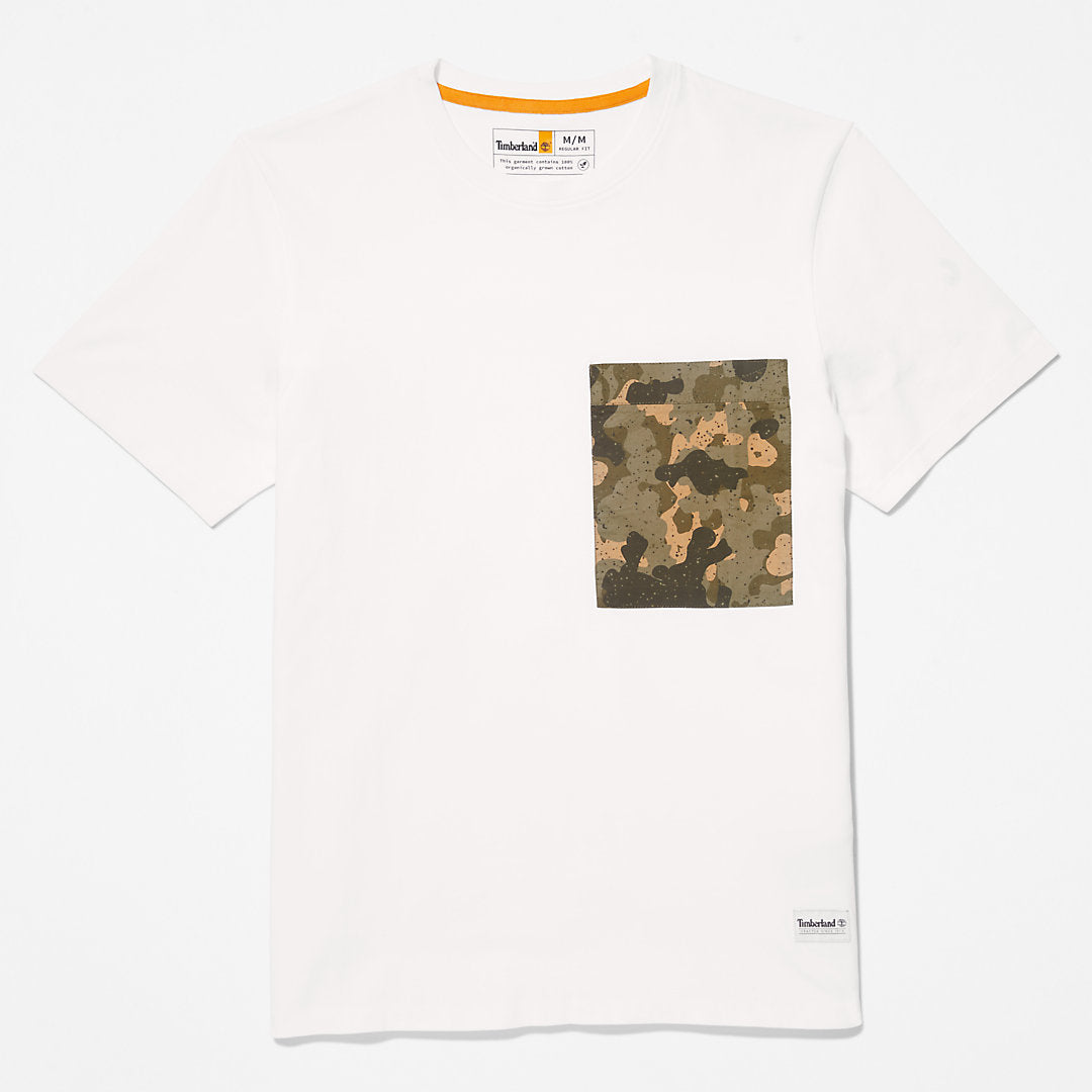 Timberland Mens Outdoor Heritage Camo-Pocket T-Shirt for Men in White