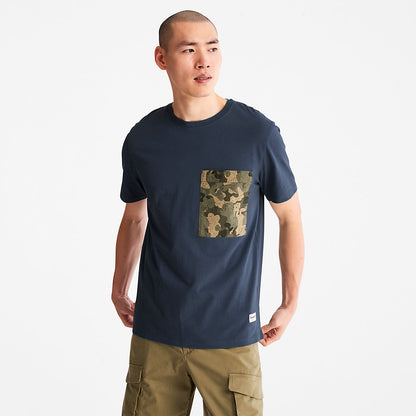 Timberland Mens Outdoor Heritage Camo-Pocket T-Shirt for Men in Navy