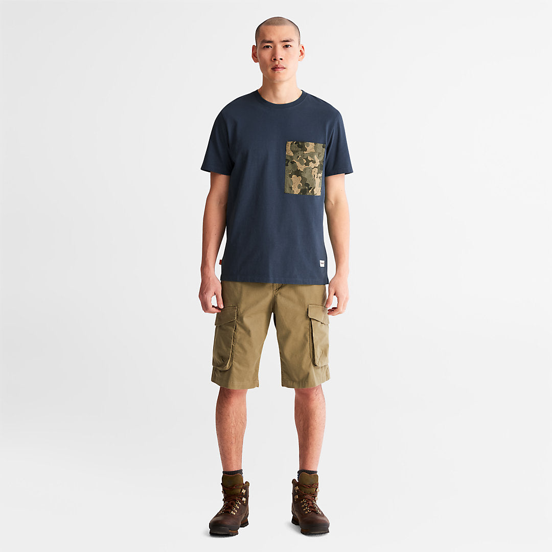 Timberland Mens Outdoor Heritage Camo-Pocket T-Shirt for Men in Navy