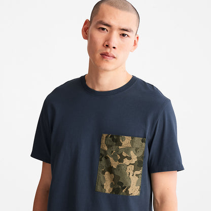 Timberland Mens Outdoor Heritage Camo-Pocket T-Shirt for Men in Navy