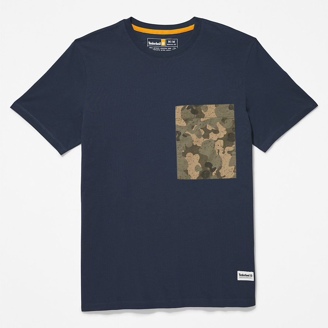 Timberland Mens Outdoor Heritage Camo-Pocket T-Shirt for Men in Navy