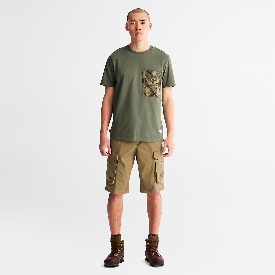 Timberland Mens Outdoor Heritage Camo-Pocket T-Shirt for Men in Dark Green