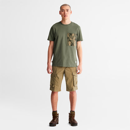 Timberland Mens Outdoor Heritage Camo-Pocket T-Shirt for Men in Dark Green