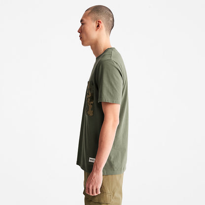 Timberland Mens Outdoor Heritage Camo-Pocket T-Shirt for Men in Dark Green