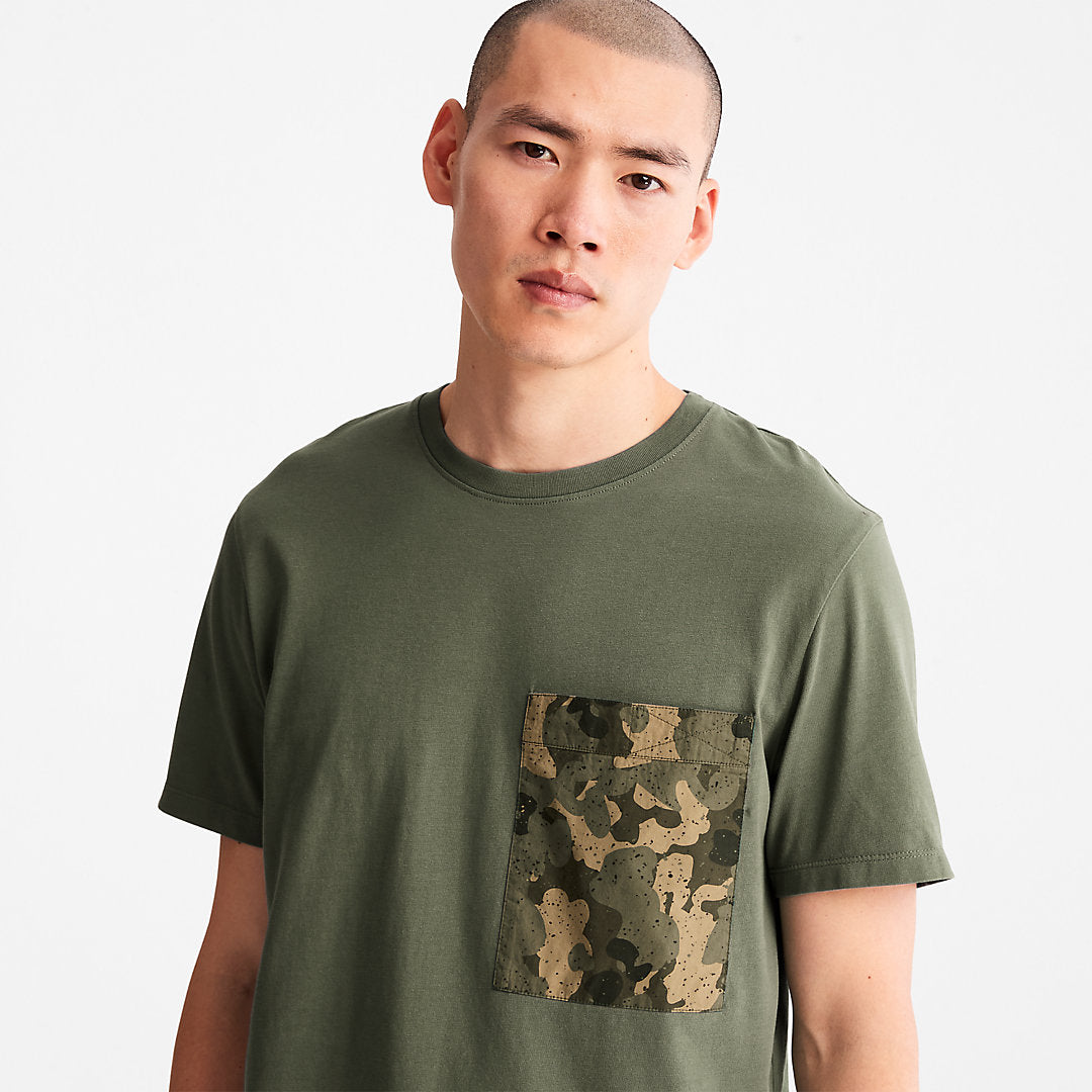 Timberland Mens Outdoor Heritage Camo-Pocket T-Shirt for Men in Dark Green