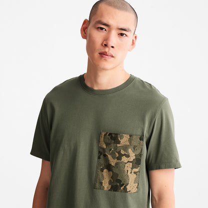 Timberland Mens Outdoor Heritage Camo-Pocket T-Shirt for Men in Dark Green