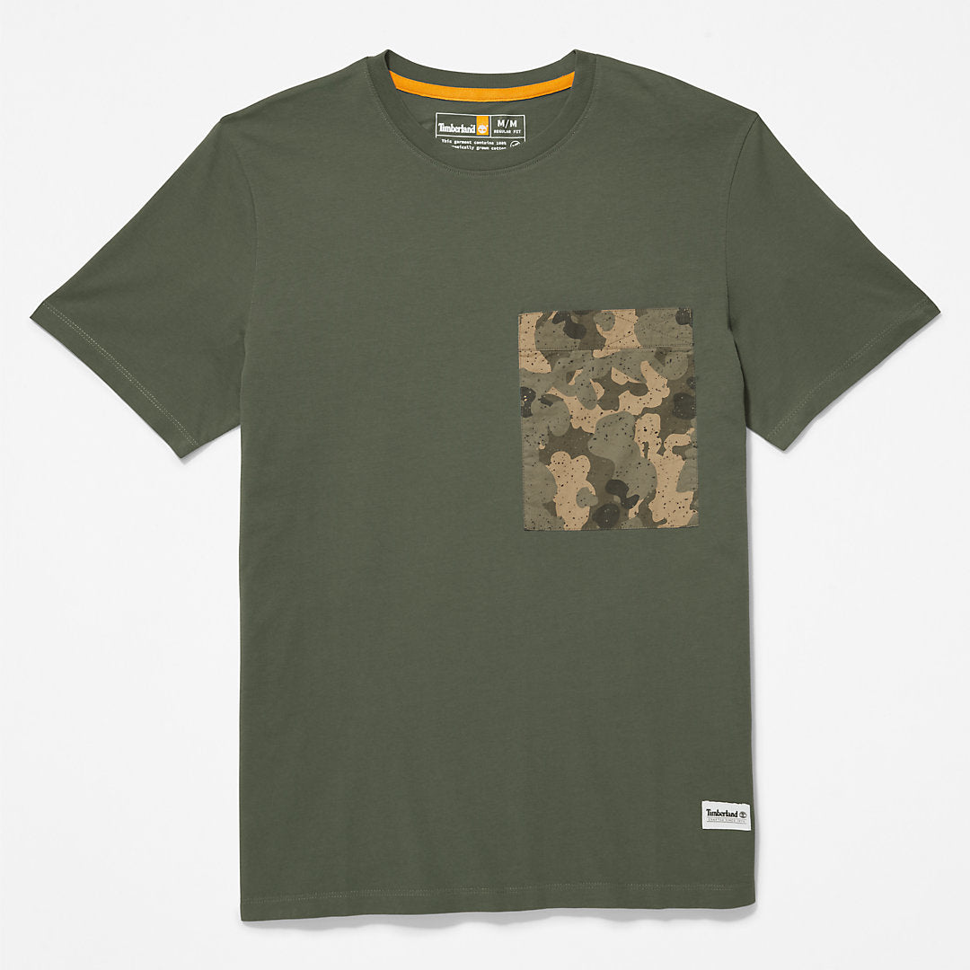 Timberland Mens Outdoor Heritage Camo-Pocket T-Shirt for Men in Dark Green