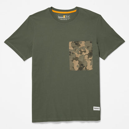 Timberland Mens Outdoor Heritage Camo-Pocket T-Shirt for Men in Dark Green