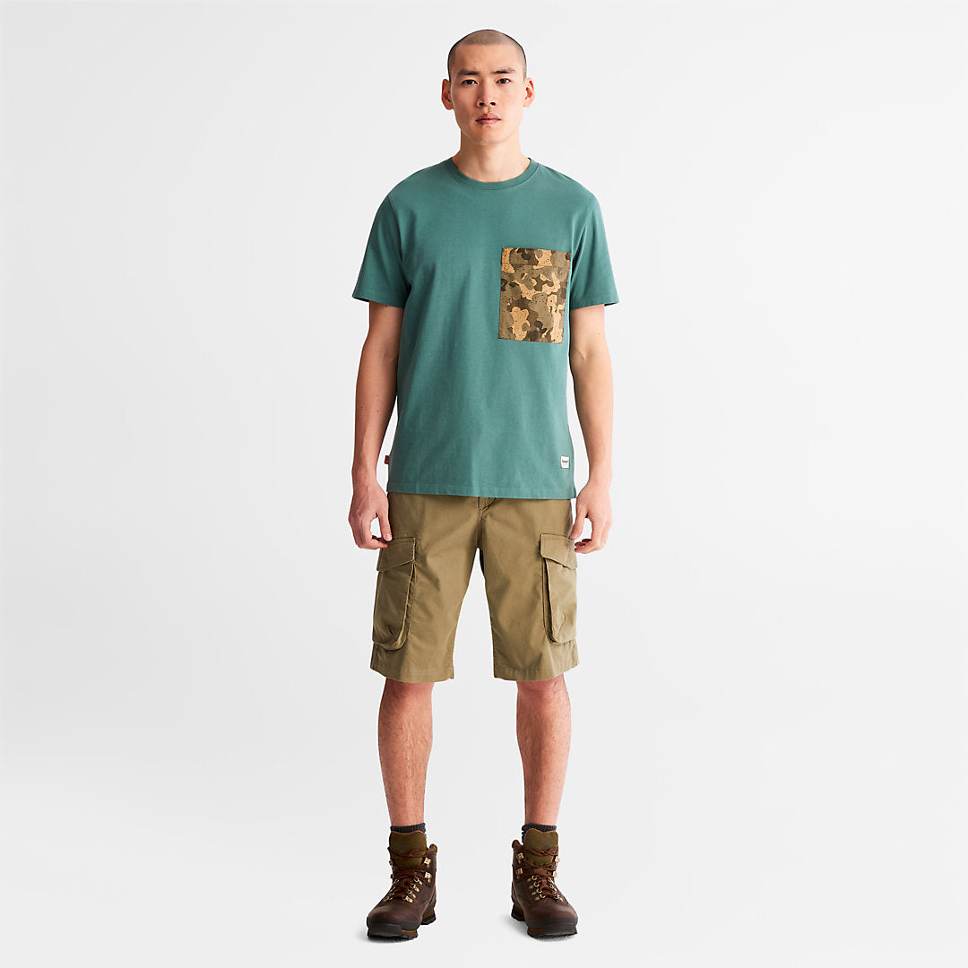 Timberland Mens Outdoor Heritage Camo-Pocket T-Shirt for Men in Green