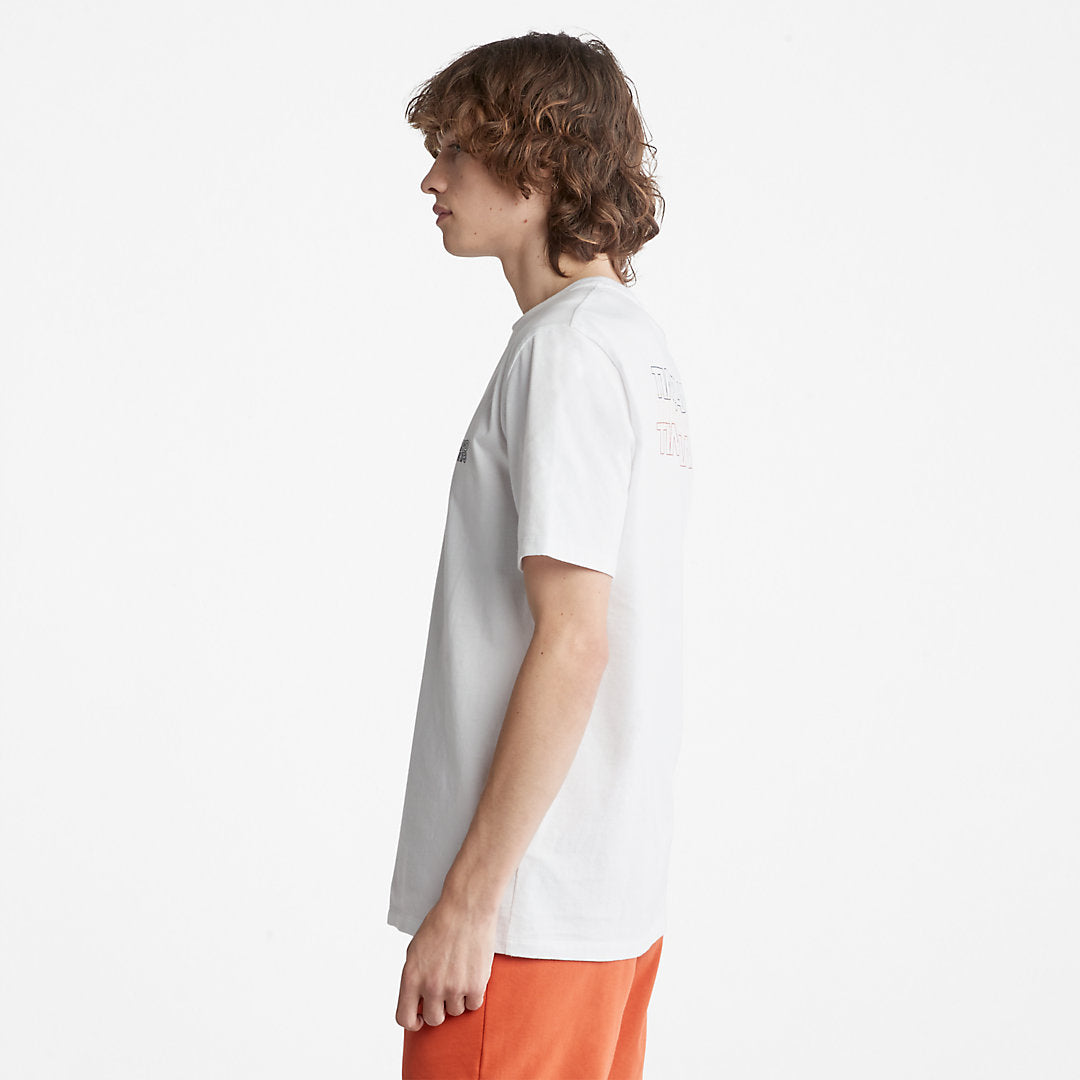 Timberland Mens Outdoor Heritage Stacked-Logo T-Shirt for Men in White