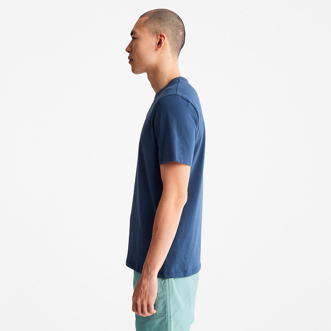 Timberland Mens Outdoor Heritage Stacked-Logo T-Shirt for Men in Blue