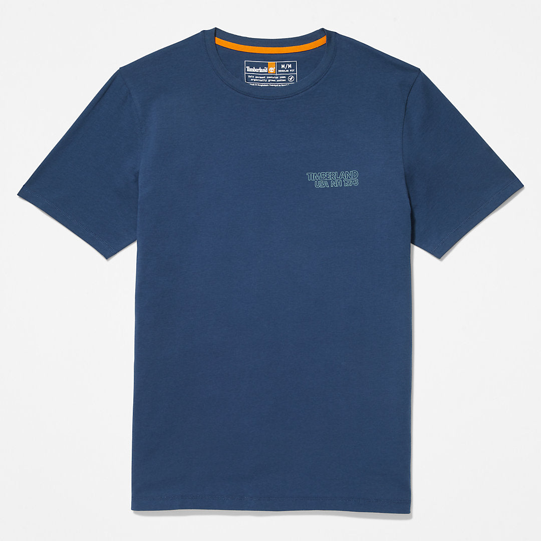 Timberland Mens Outdoor Heritage Stacked-Logo T-Shirt for Men in Blue