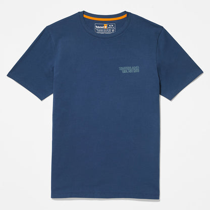 Timberland Mens Outdoor Heritage Stacked-Logo T-Shirt for Men in Blue