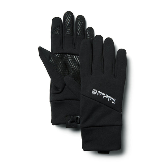 Timberland Mens Colour-Block Stretch Fleece Gloves for Men in Black