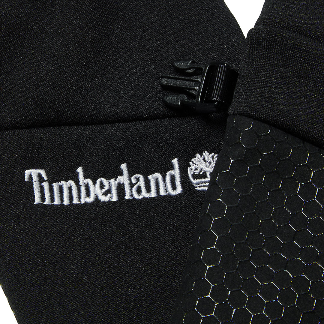 Timberland Mens Colour-Block Stretch Fleece Gloves for Men in Black