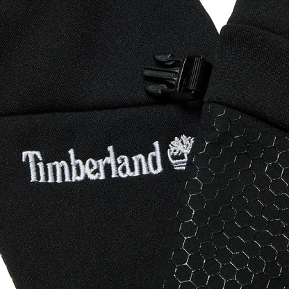 Timberland Mens Colour-Block Stretch Fleece Gloves for Men in Black