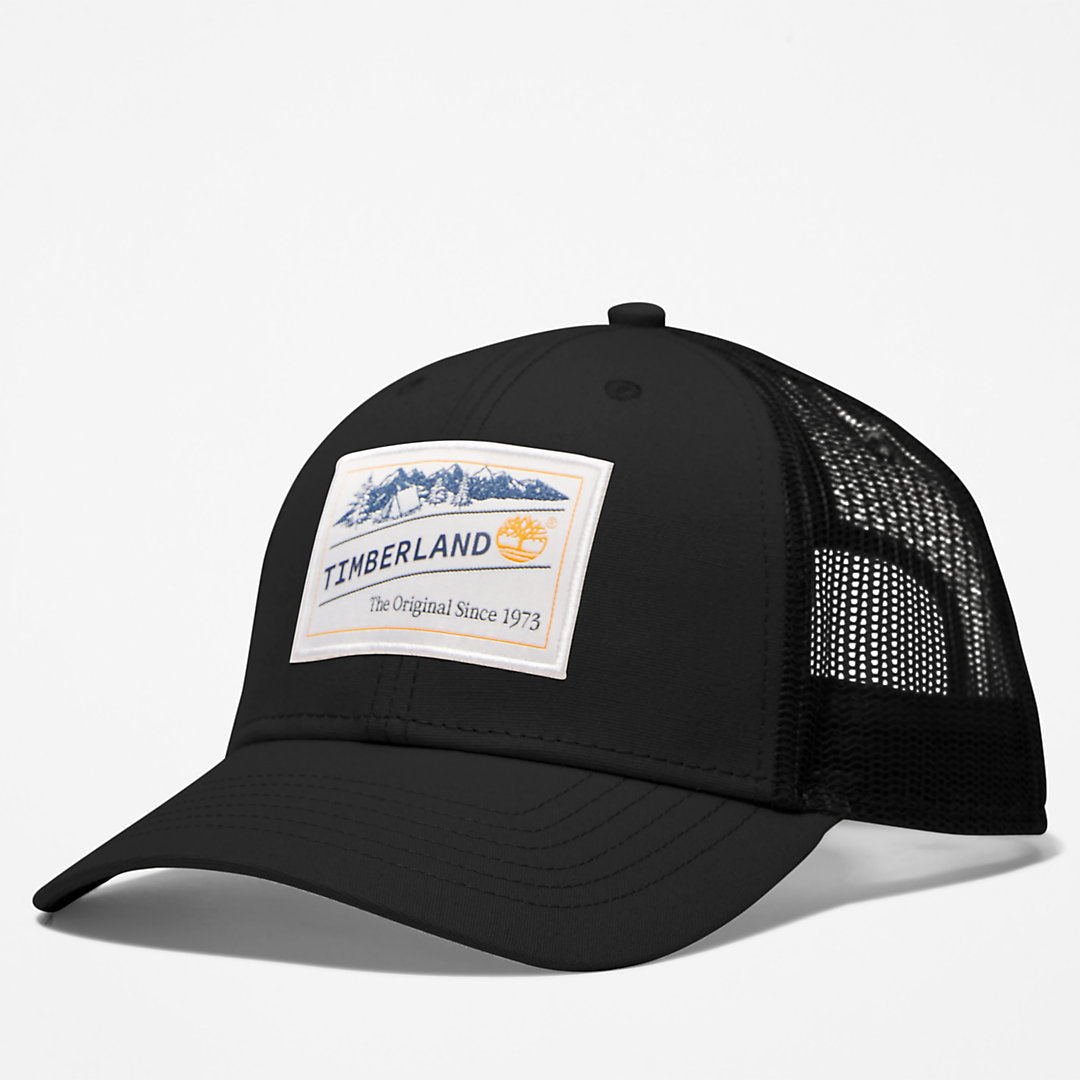 Timberland Mens Camping Patch Trucker Hat for Men in Black