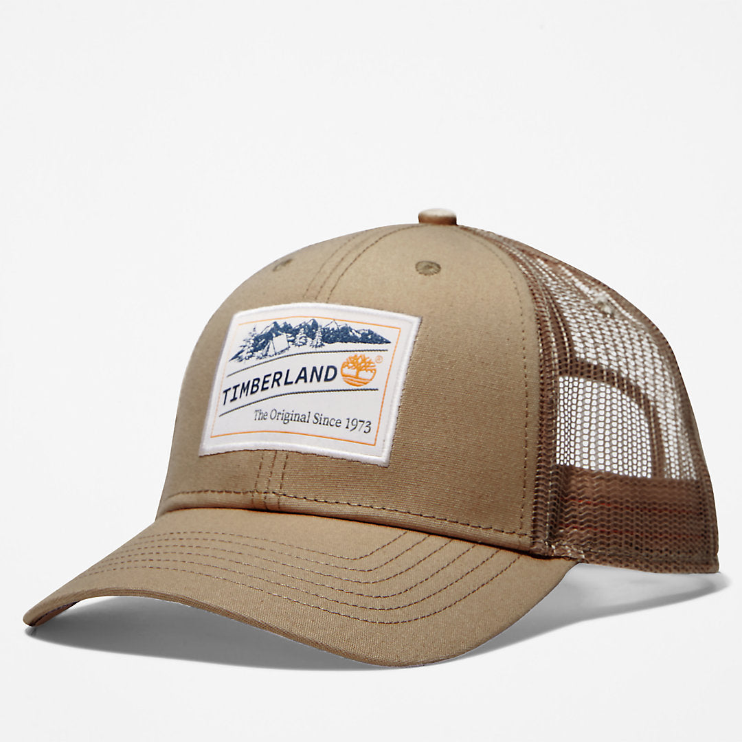 Timberland Mens Camping Patch Trucker Hat for Men in Beige
