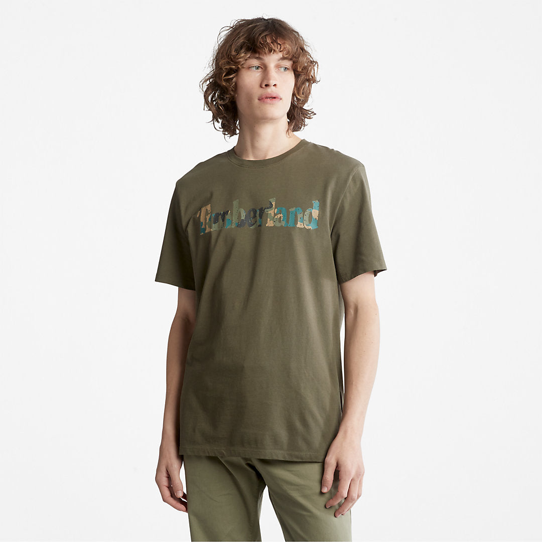 Timberland Mens Camo-Logo T-Shirt for Men in Dark Green