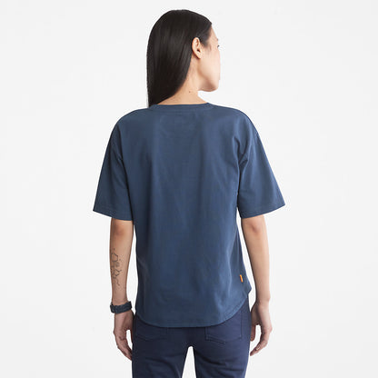 Timberland Womens Logo Graphic T-Shirt for Women in Blue