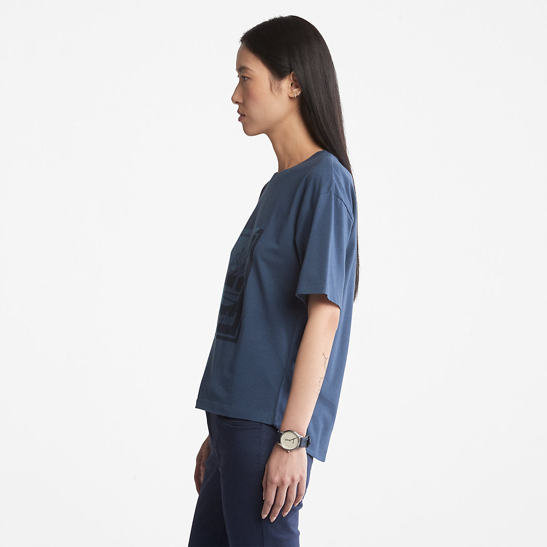 Timberland Womens Logo Graphic T-Shirt for Women in Blue