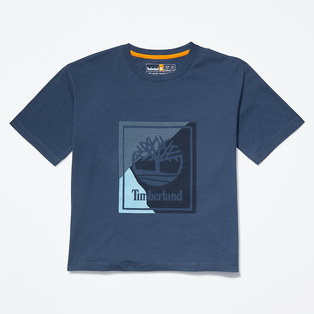 Timberland Womens Logo Graphic T-Shirt for Women in Blue