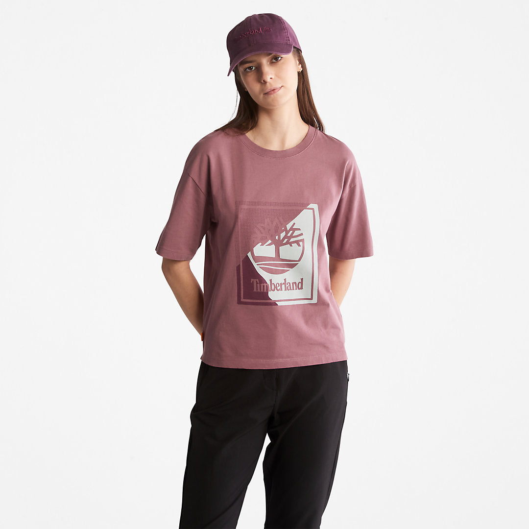 Timberland Womens Logo Graphic T-Shirt for Women in Pink