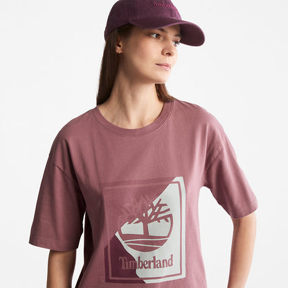 Timberland Womens Logo Graphic T-Shirt for Women in Pink