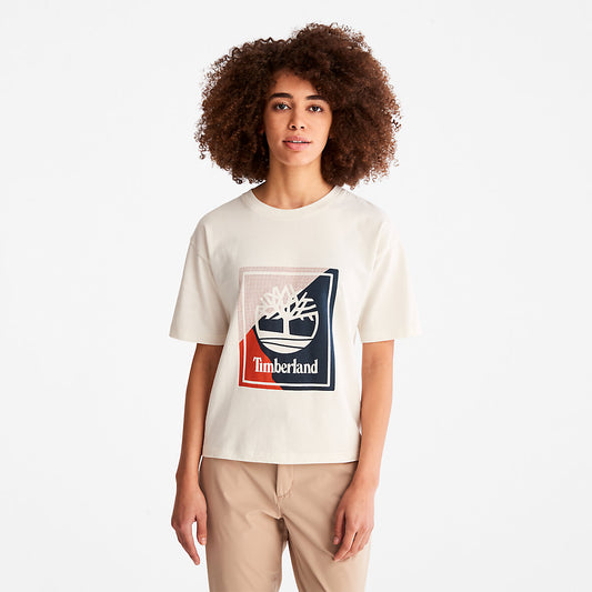 Timberland Womens Logo Graphic T-Shirt for Women in White