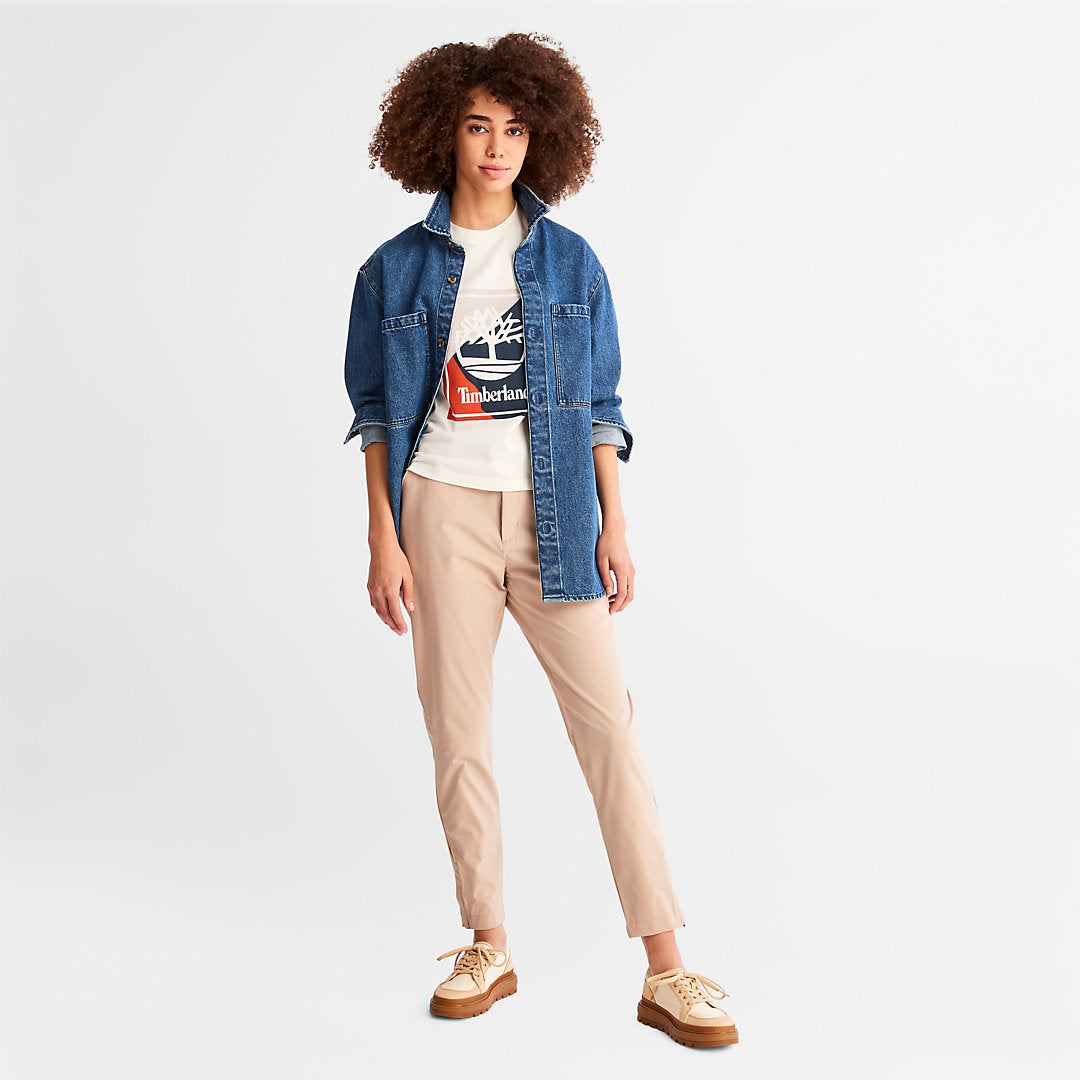Timberland Womens Logo Graphic T-Shirt for Women in White