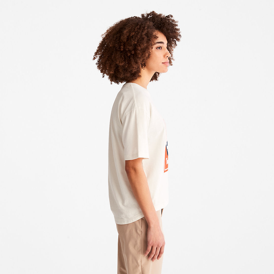 Timberland Womens Logo Graphic T-Shirt for Women in White