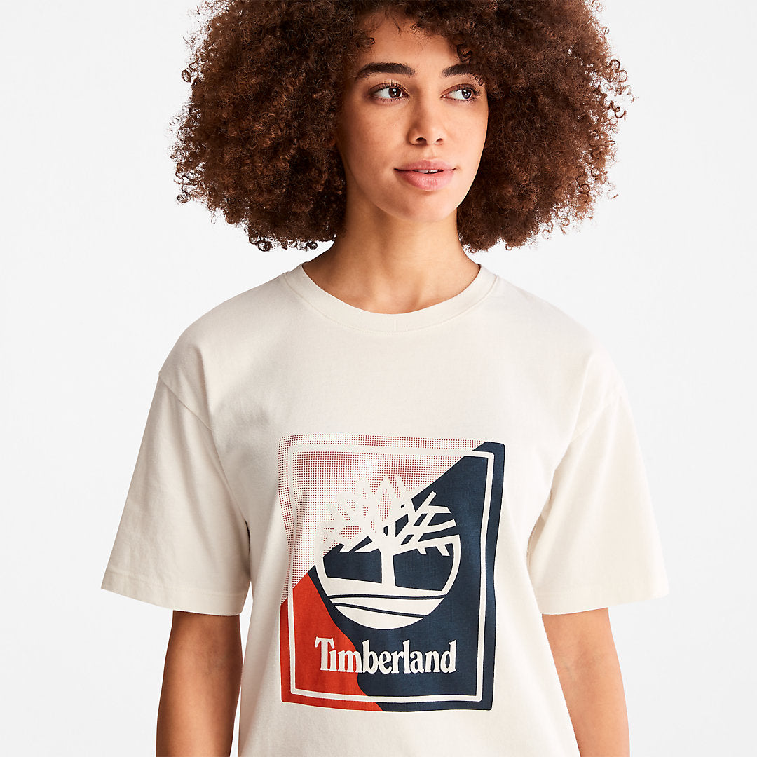 Timberland Womens Logo Graphic T-Shirt for Women in White