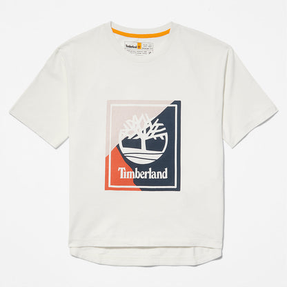 Timberland Womens Logo Graphic T-Shirt for Women in White