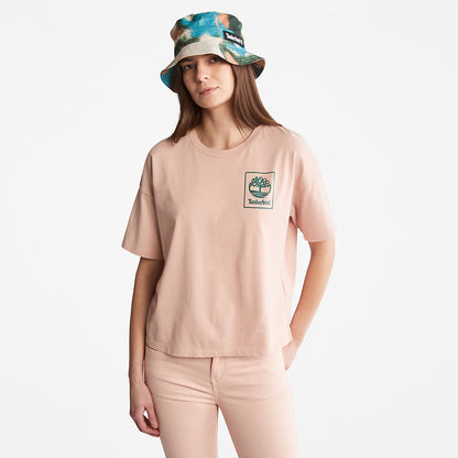 Timberland Womens Back Graphic Logo T-Shirt for Women in Pink