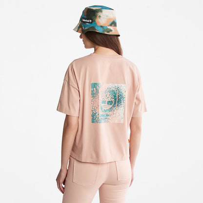 Timberland Womens Back Graphic Logo T-Shirt for Women in Pink