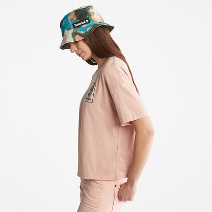 Timberland Womens Back Graphic Logo T-Shirt for Women in Pink