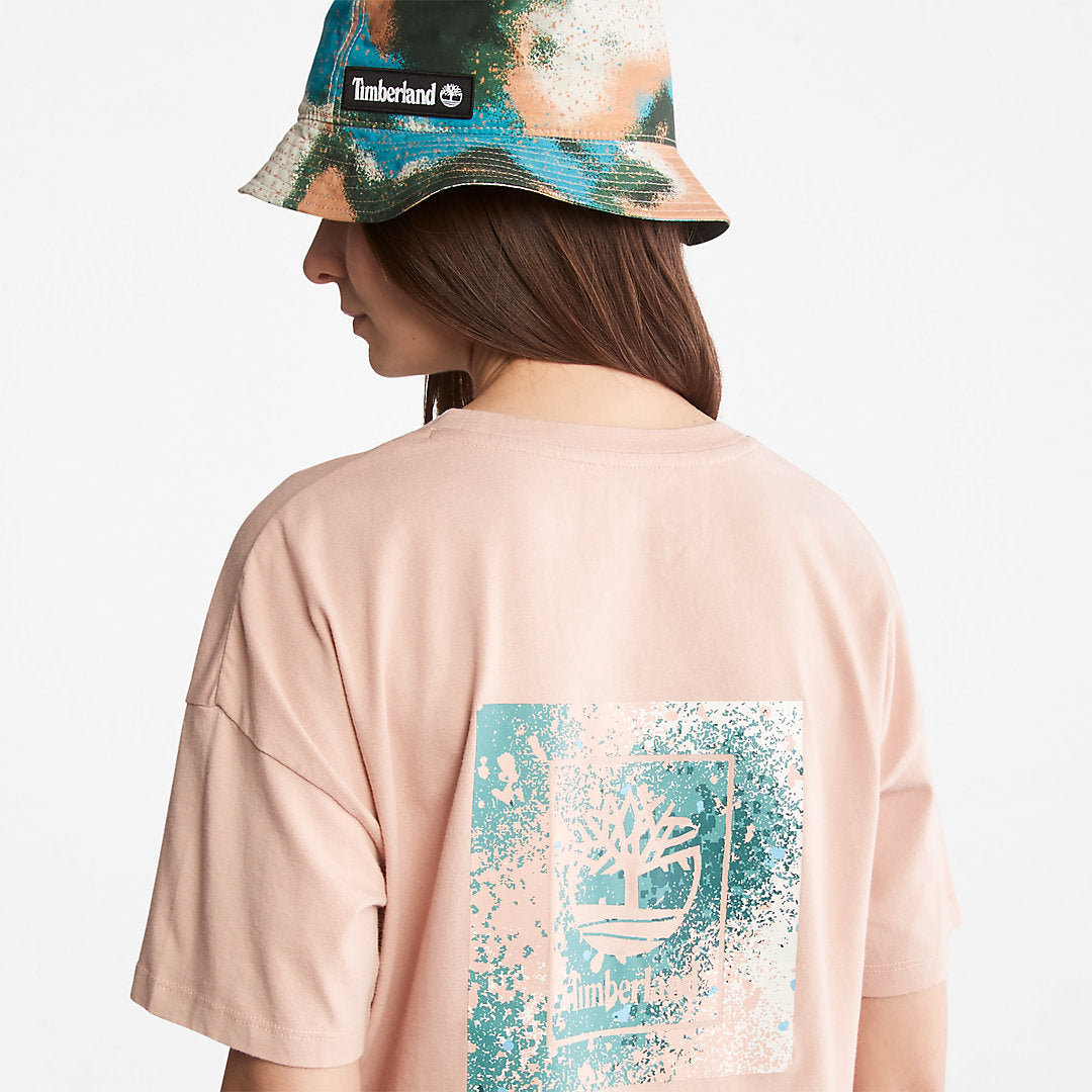 Timberland Womens Back Graphic Logo T-Shirt for Women in Pink